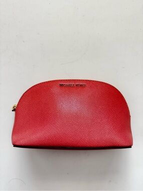New MICHAEL KORS Coral Saffiano Cosmetic Pouch Case